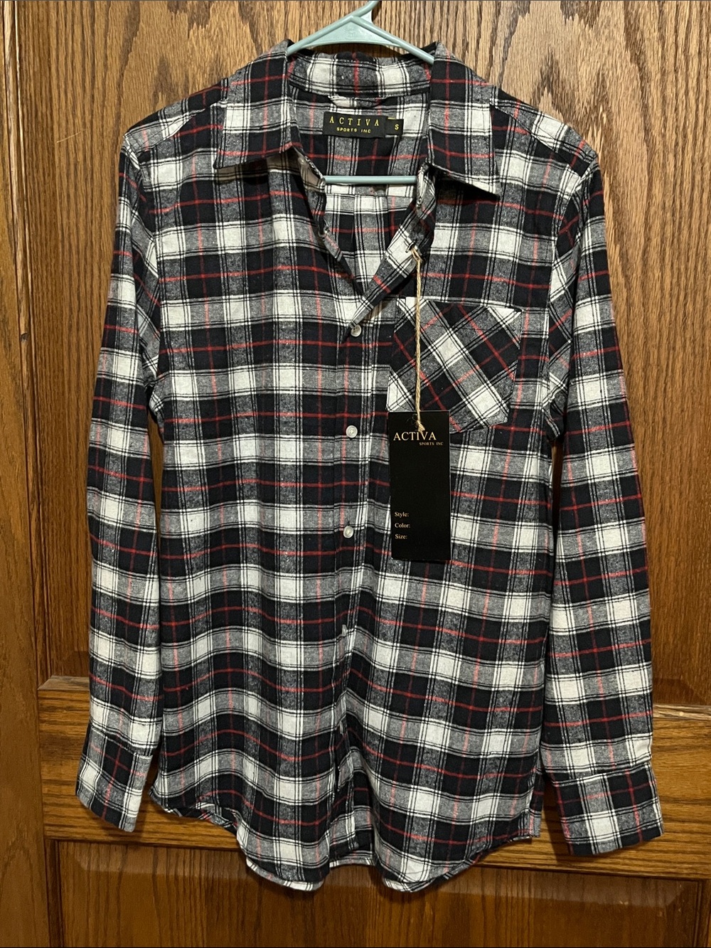 Activa Men’s Black, White & Red Plaid Button-Down Shirt